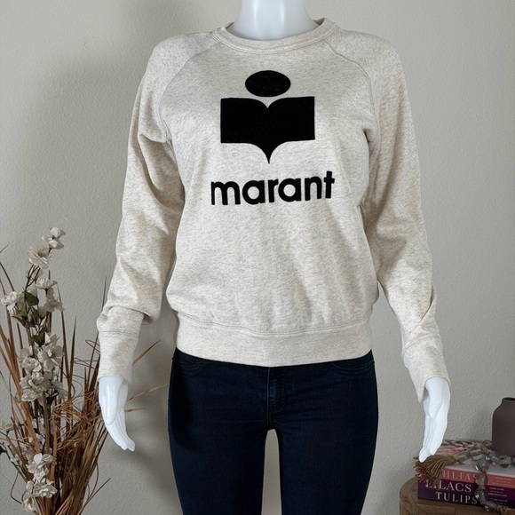 Étoile Isabel Marant Beige MILLYNY SWEATSHIRT with Black Logo - Picture 2 of 13